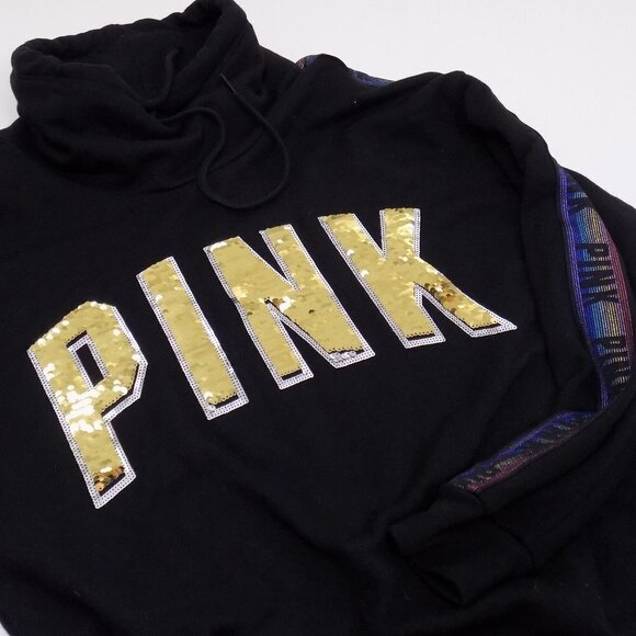 nwt y2k PINKSequin Bling Campus Cowl Neck Sweatshirt Pullover - Picture 4 of 13